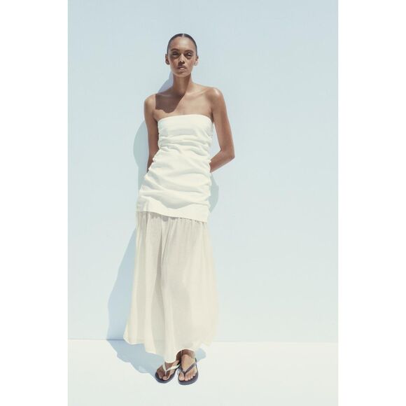 NWT ZARA COMBINATION STRAPLESS MIDI DRESS - Picture 4 of 12